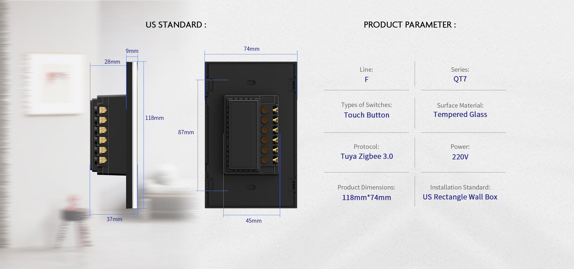 American wall smart light switch