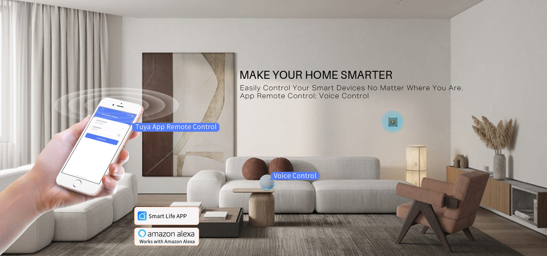 Smart home switch with remote control and voice control modes