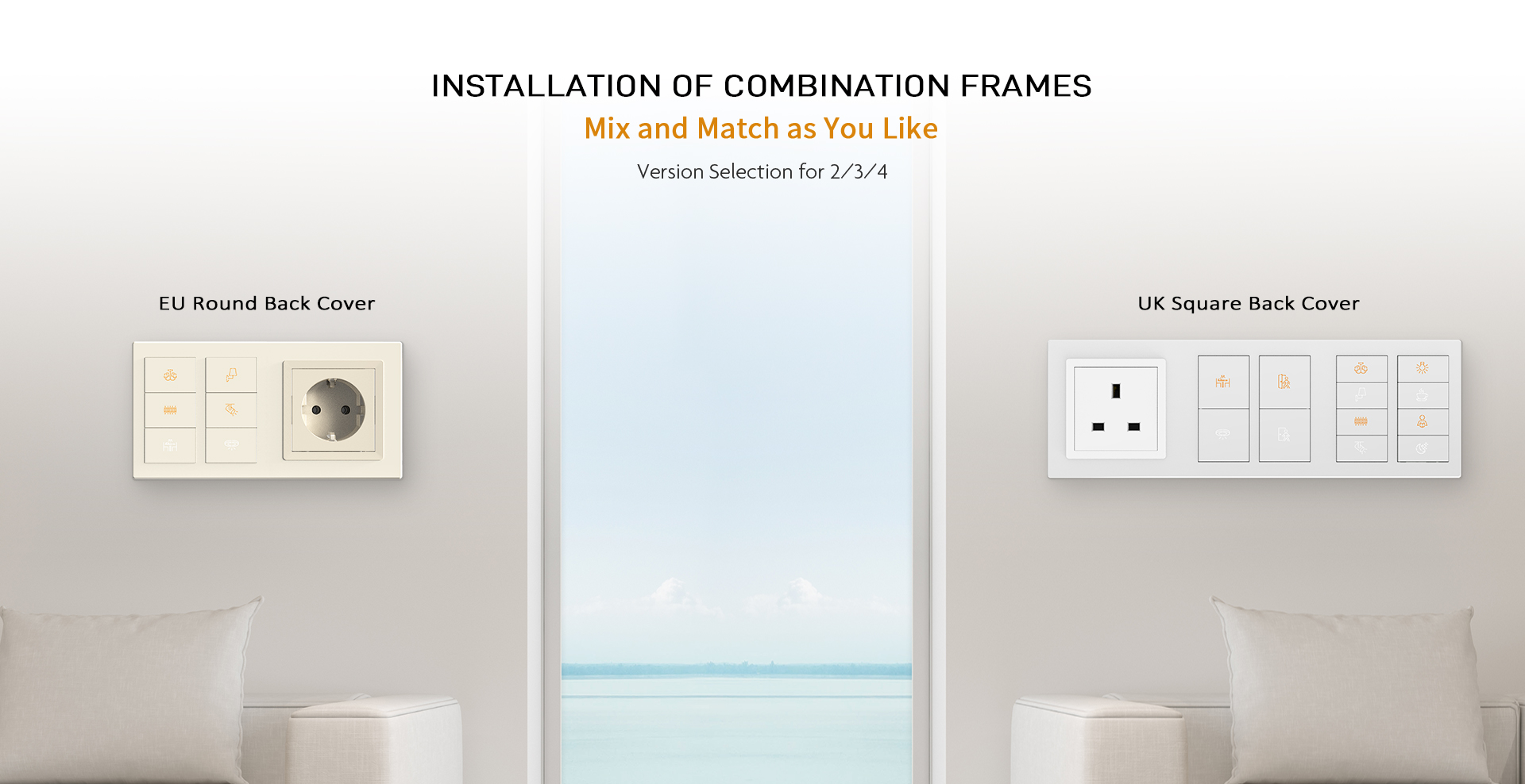 RD4 knx smart switch panels conjoined frames