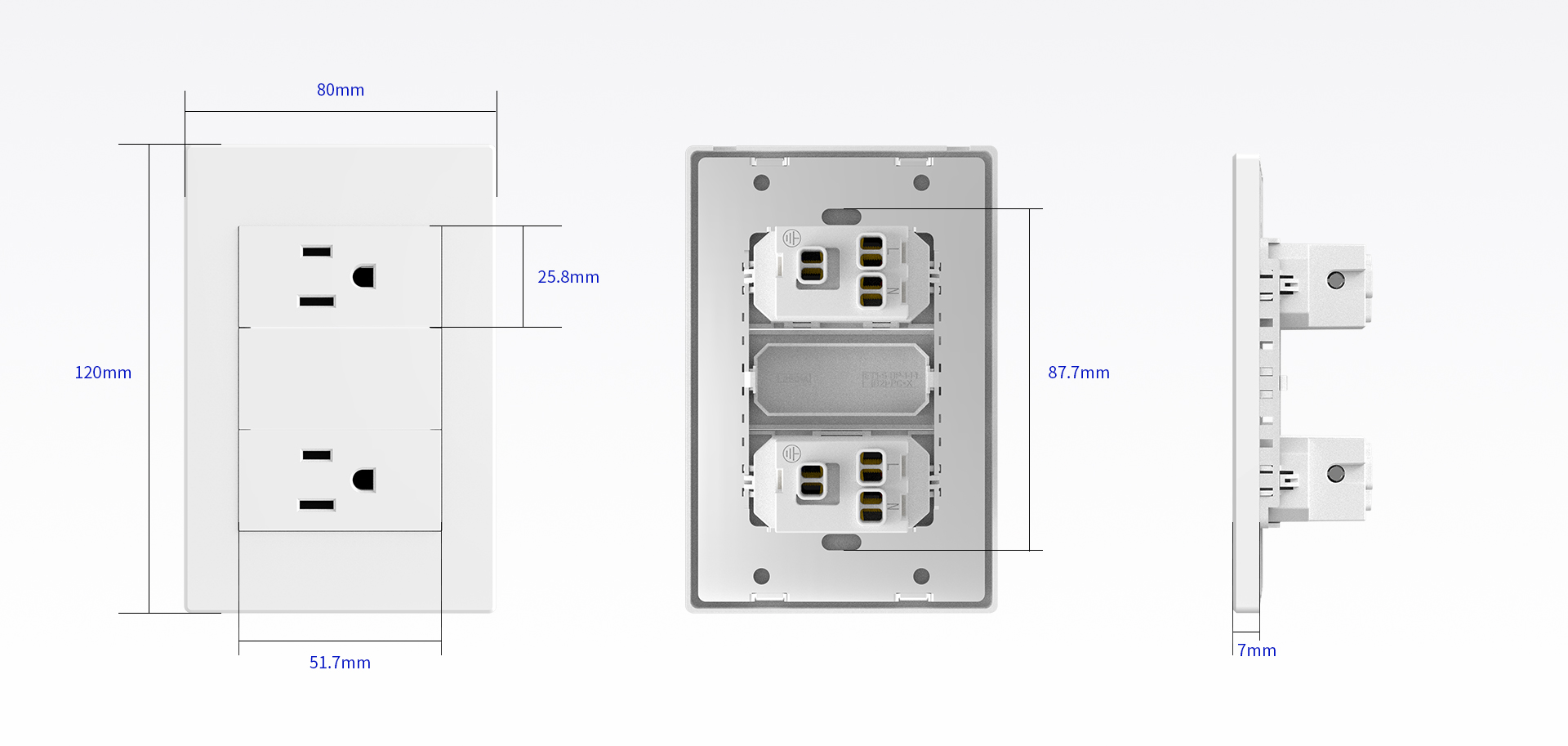 QA7 US standard wall plate dimensions and size drawing
