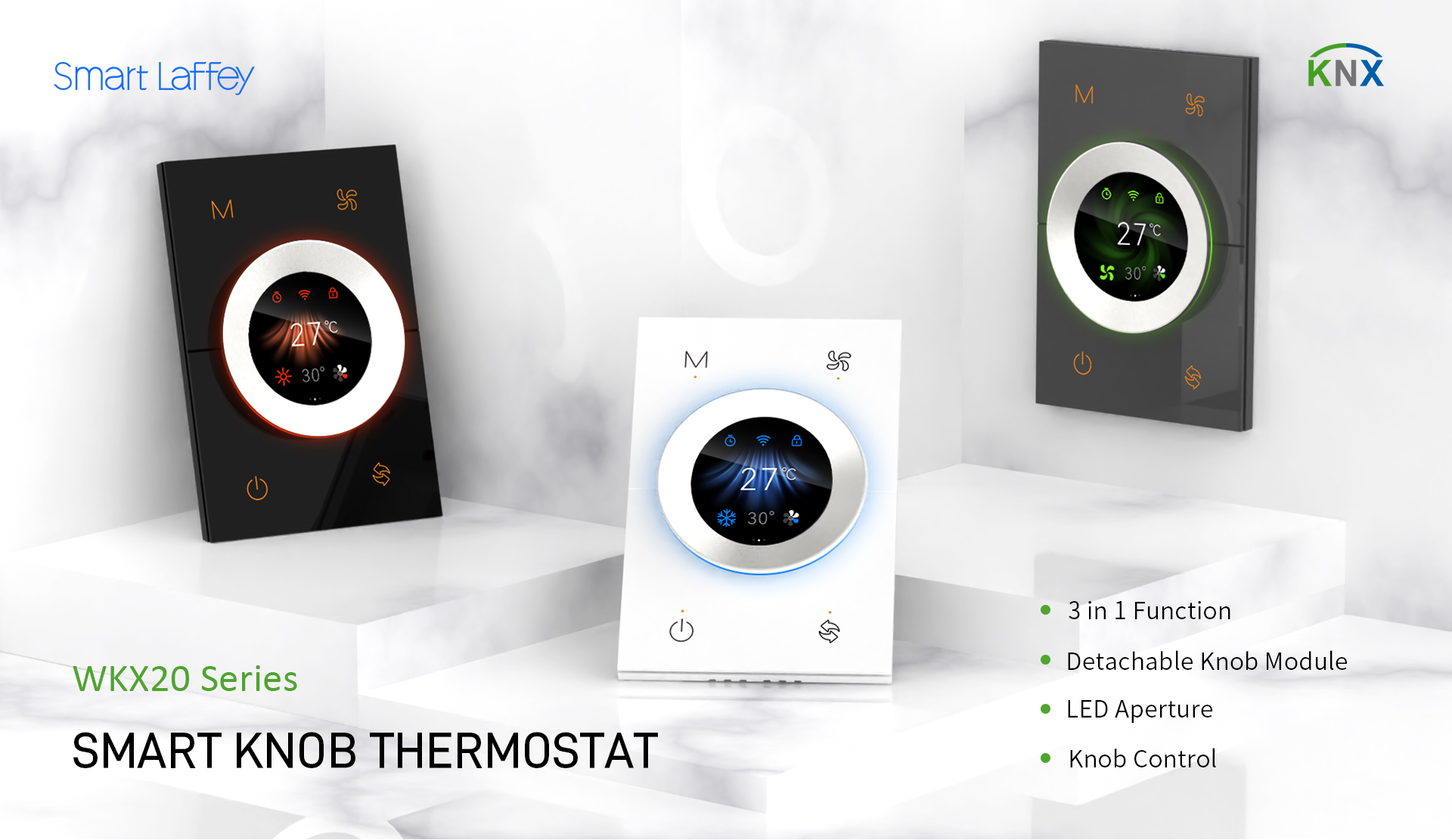WKX20 KNX smart thermostat rotary knob panel