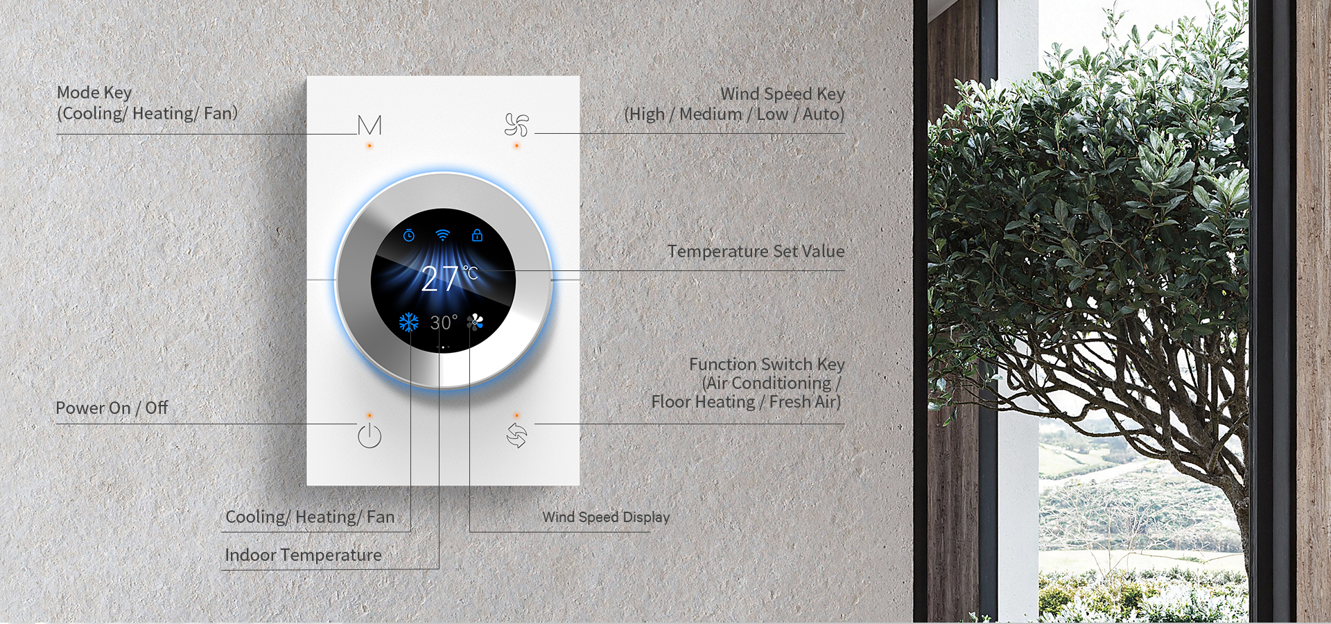 KNX smart thermostat control interface