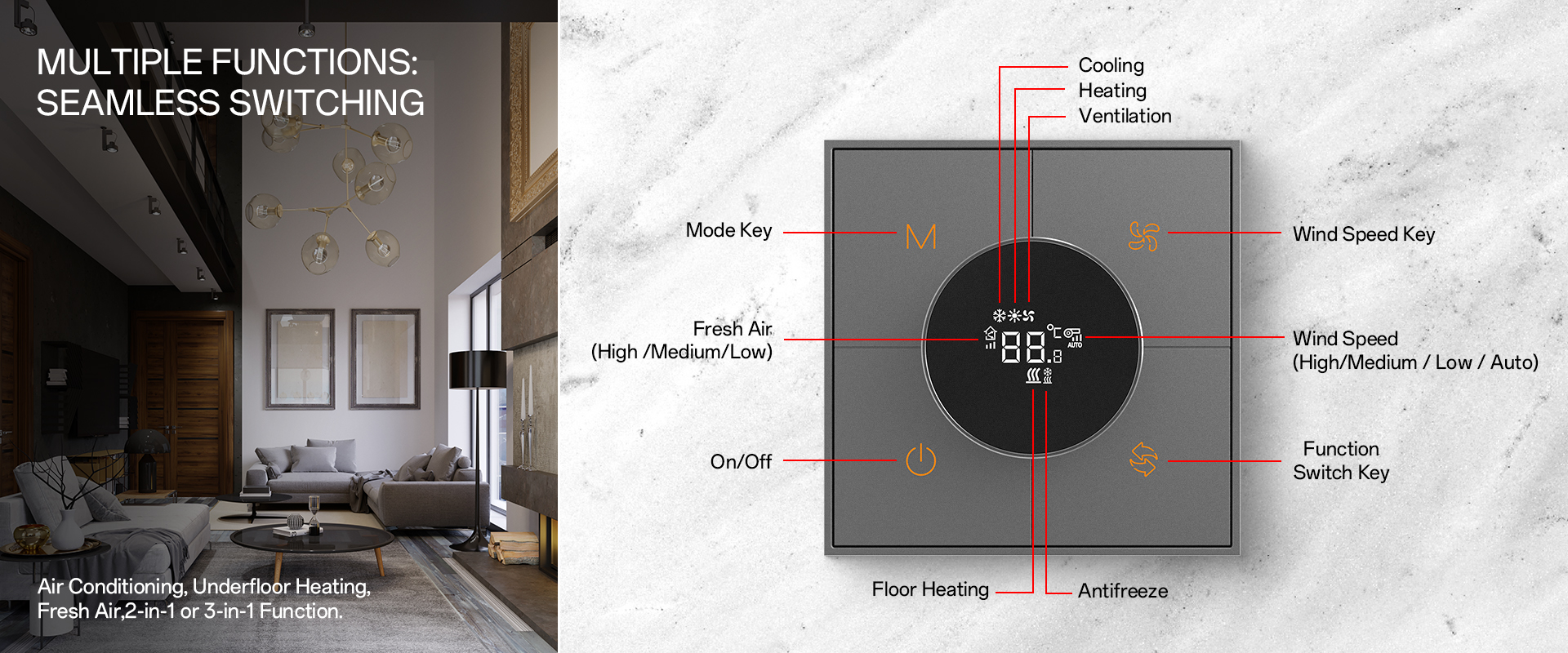 Y19AS KNX Smart Thermostat with Metal Panel