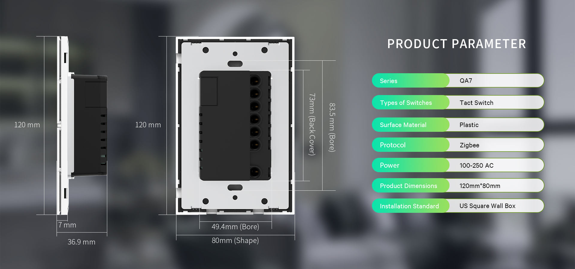 Tuya Zigbee Smart Panel by SmartLaffey, featuring sleek 120x80mm p