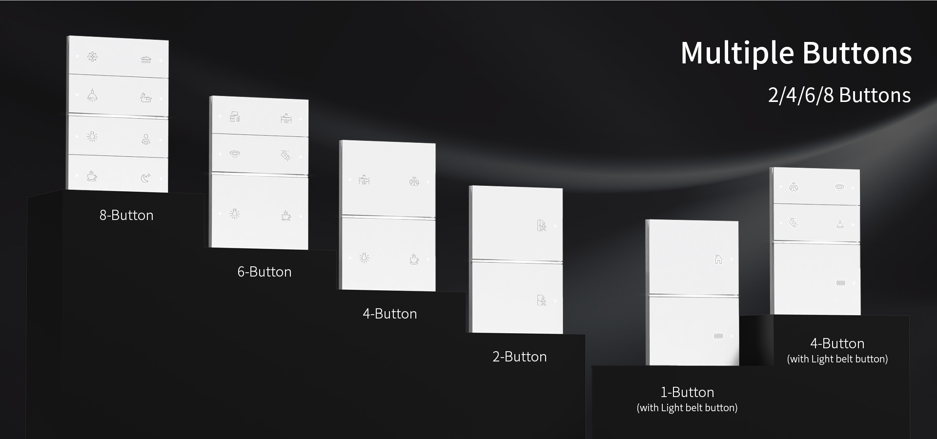 QA7 mutiple button types, perfect for hotel room control or personalized smart home use.