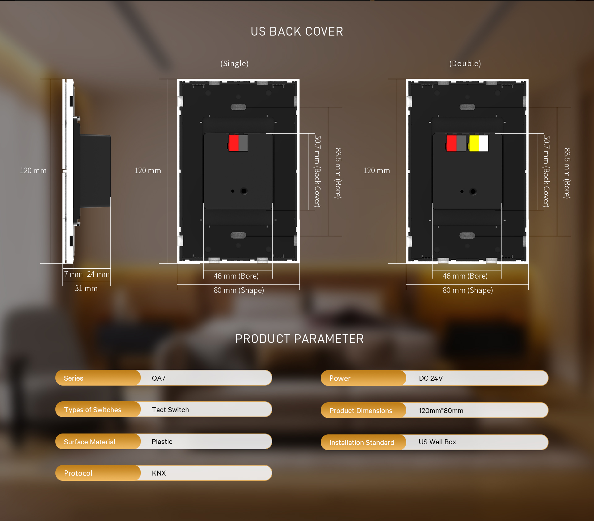 QA7-KNX American Standard 120mm*80mm size