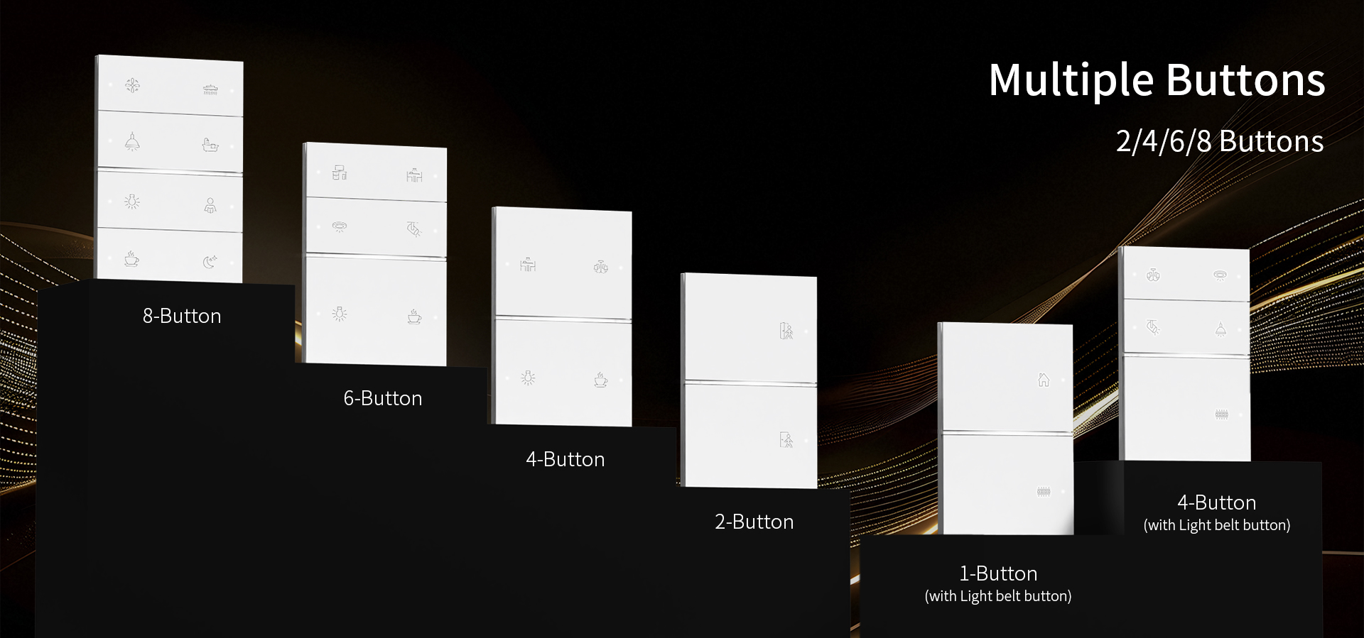 QA7H-KNX smart light switch wall panel with multiple button options